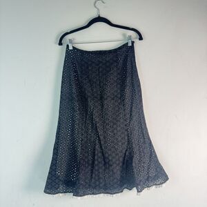 Rene Pontier NY Paris black midi flare skirt Boho Style Vintage Sz 8